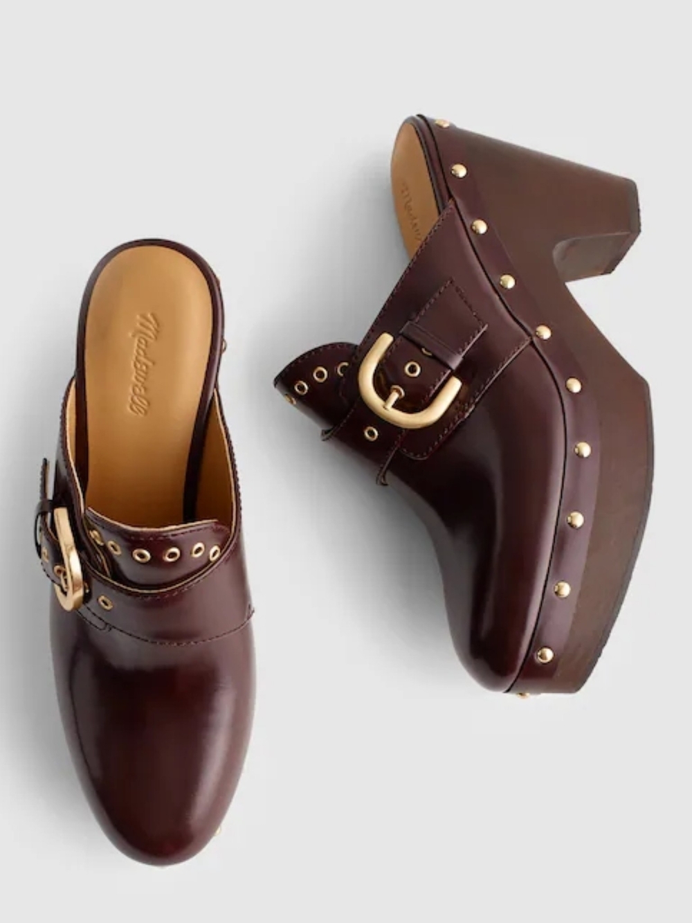 New! Madewell The Wes Buckle Strap Clog in Leather Stained Rosewood 7.5